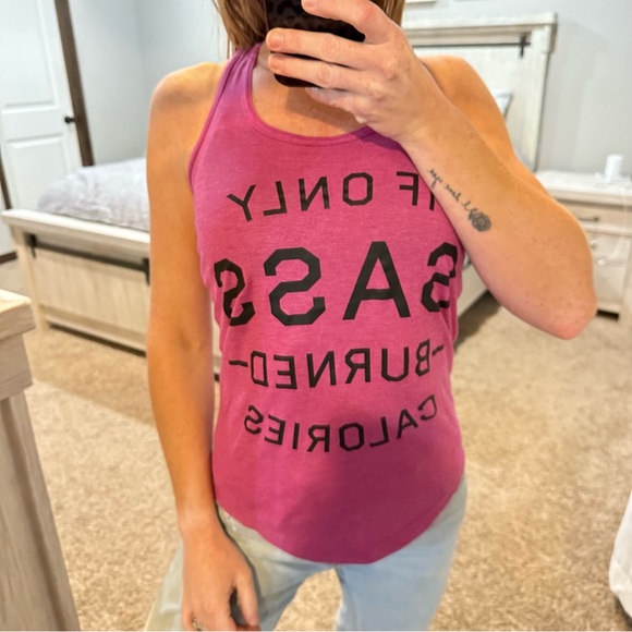 Instant Message Sass/Calories Purple/Black Racerback Tank Top Size Small - Picture 2 of 6